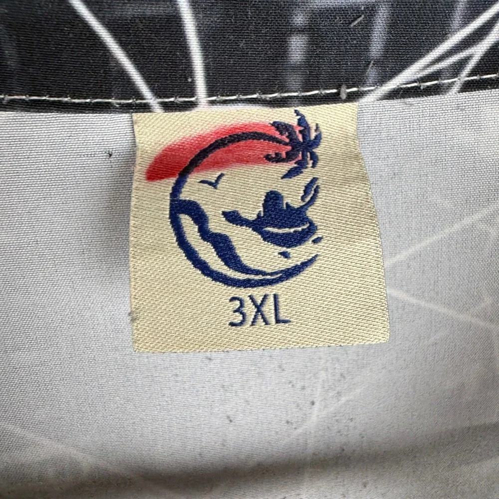 Y2K Math Button Down Shirt 3XL Digital Matrix Binary Code Print Short Sleeve